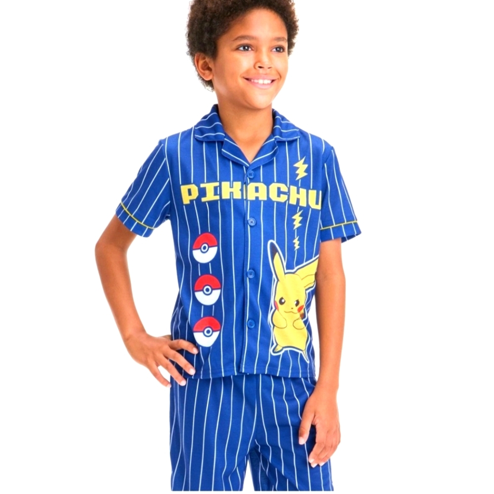 Pokémon Pajamas Kids PJs Boys Pikachu 2 PC Set Sleepwear Blue Navy M‎ (8)